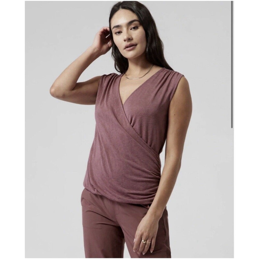 Athleta Sz Large Breezy Wrap Tank Tawny Rose Mauve Sleeveless Top
